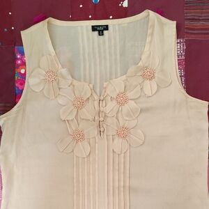 Talbots Cream Floral Appliqué Sleeveless Camisole